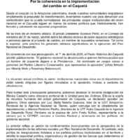 COMUNICADO PÚBLICO: Por la coherencia en la implementación del cambio en el Caquetá